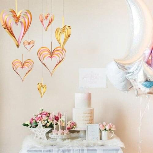 4pcs/set Heart Banners 3D Bunting Garland Wedding Party DIY Flag Decor Gold Pink Kids Birthday Party Decoration Supplies