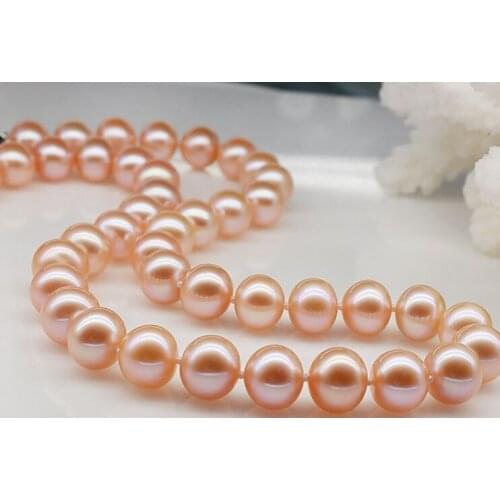 Huge18"11mm South Sea genuine Gold pink Perfect round Pearl Necklace AAAAAA >Selling jewerly free shipping