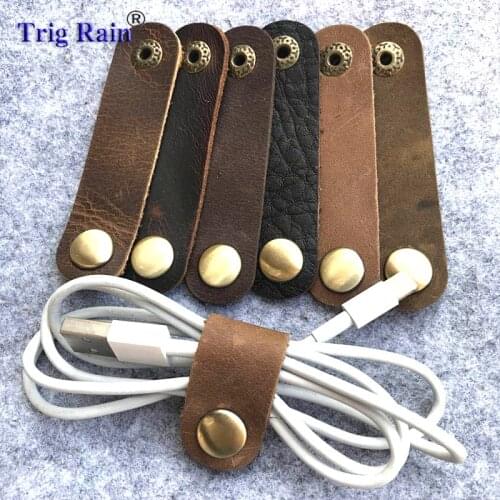 Cable Holder Organizer Bobbin Winder Genuine Leather Earphones Cable Management Wrapped Cord Line Wrap Wire wirding thread tool