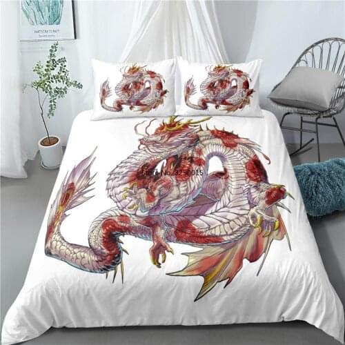 2/3 Piece Dragon Bedding Sets Animals Luxury Quilt Cover Queen King Size Bed Linen Sets Kids Comforter Cover Bedroom Duvet Cover