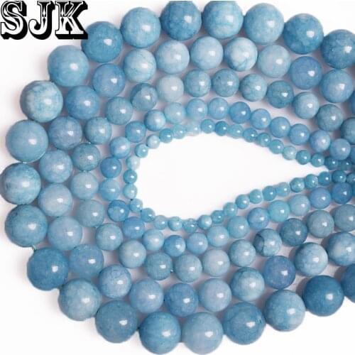 Natural Angelite Stone Beads Blue Aquamarin Round Loose Stone Beads 4 6 8 10 12MM For Necklace Bracelet Jewelry Making Wholesale
