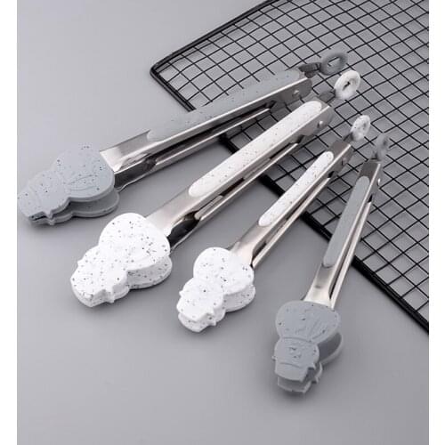 Kitchen Accessories Cooking Sugar Grill Food Pizza Bread Steak Tongs Clip Ice Grippers BBQ Silicone Non-slip Tweezers Clamp
