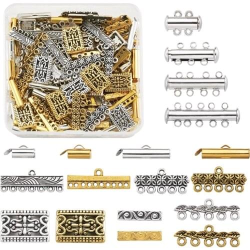1 Set Brass Magnetic Slide Lock Clasps Alloy Links/Connectors Iron Slide On End Clasp Tubes for Jewelry Making Accessories