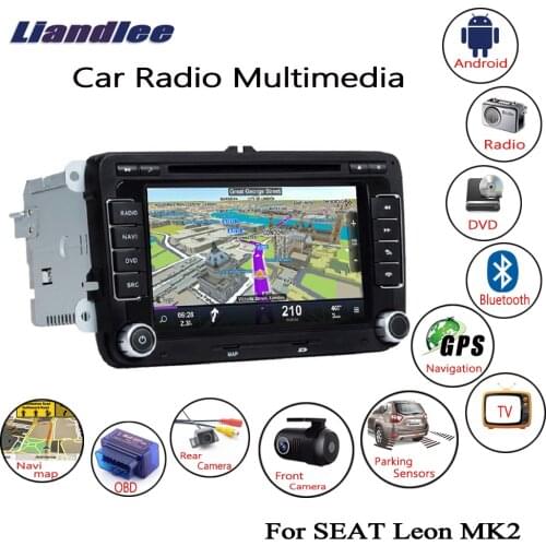 Liandlee Android 2 Din Car Radio For SEAT Leon MK2 2005~2011 CD DVD Player GPS Navi Navigation Maps Camera OBD TV HD Screen