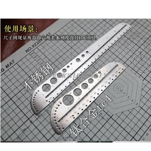 Titanium alloy ruler, stainless steel ruler, scale ruler, compass protractor, multifunctional art tool ruler, measuring tool