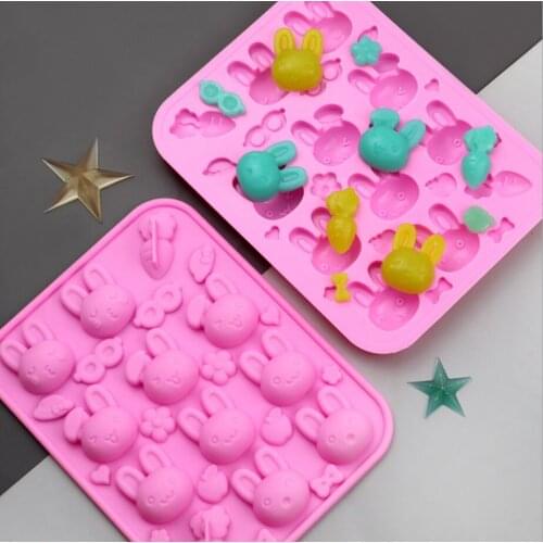10 cavity rabbit carrot cute silicone chocolate mold baking ice tray
