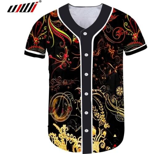 UJWI Unisex Short Slim Fit 3D Printed Hip Hop Yellow Flowers And Leaves Oversized 6XL Tops Tees Man Autumn Baseball Shirt