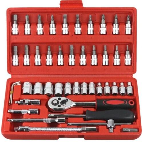 Free Shipping 46 Pk Combination Tools Manual Ratchet Wrench Set Car Repair Auto Hardware Toolbox G11-1024