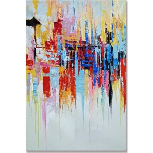 Mintura Wall Picture for Living Room Oil Paintings on Canvas Hand Painted Colorful Abstract Picture Home Decor Wall Art No Frame