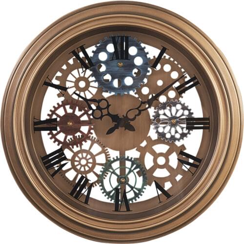 American Style Wall Clock Metal Antique Gear Silent Wall Clocks Home Decor Retro Creative Living Room Decor Watch Shabby Chic