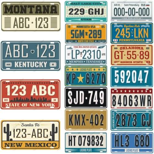 Car Number Metal Signs Poster Car Metal Plaque Vintage Metal Plate Club Pub Bar Home Wall Decor Signs High-End Decorative plate
