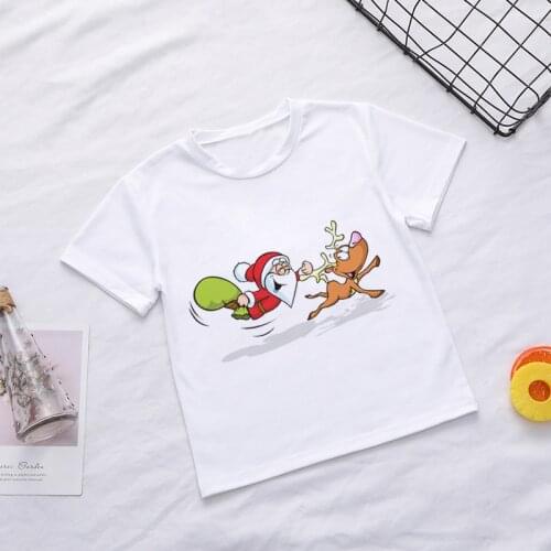 New Shirt Baby Girl Leisure Fashion Christmas Elk Print Design Kids T-shirt Funny Summer Short Sleeved Boys Clothes,BAL557