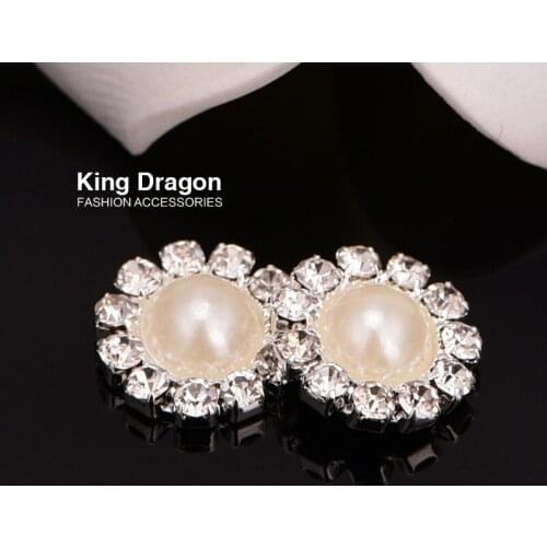 Rhinestone Bling Buttons Used On Flower Center 10MM Silver Color Flat Back 100PCS/Lot KD20