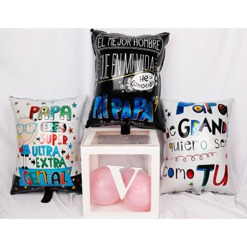 New Square Spanish Fathers Day Aluminum Film Balloon Feliz Papa Spanish Aluminum Foil Balloon Party Decoration Balloon
