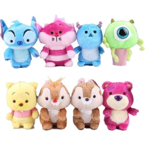 Disney 15CM Plush Toy Pooh Bear Lotso Stitch Mike Cartoon Cute Soft Plush Doll Toy Pendant Keychain Boy Girl Kids Toy Gift