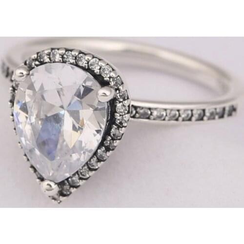 S925 Silver Ring for Women Radiant Teardrop Ring Clear CZ Lady anel Gift For Women Wedding Gift Fine Jewelry Jewelry