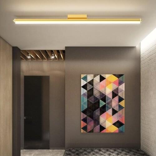 Modern Led Long Strip Chandelier Porch Aisle Ceiling Lamp Kitchen In-line Aluminum Gold Lustre Indoor Fixture Lights Lighting