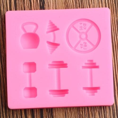 Sports Fitness Workout Exercise Dumbbell Fondant Mold Party Cupcake Decorating Tools Silicone Molds Chocolate Sugarcraft Mould
