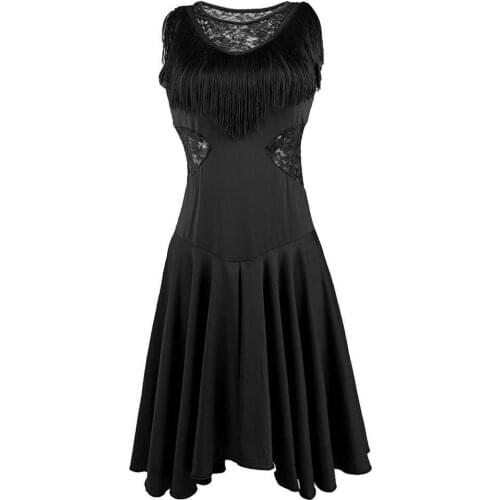 Latin Tassel Dance Dress Fringe Stage Performance Costume Dancewear Black