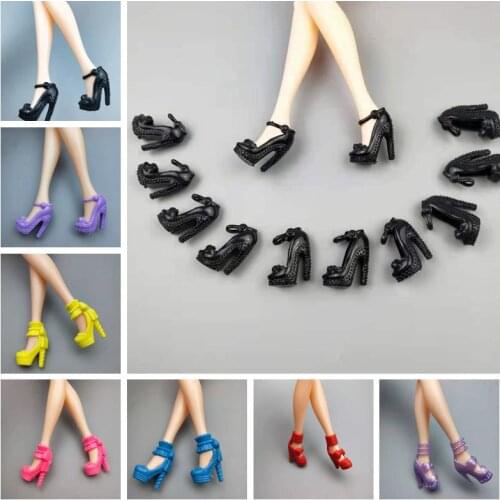 1/6 Fashion 6 Pairs/lot High Heel Shoes For Barbie Doll Shoes Sneakers Sandals Princess Foot Wear Boots For Barbie Accessories