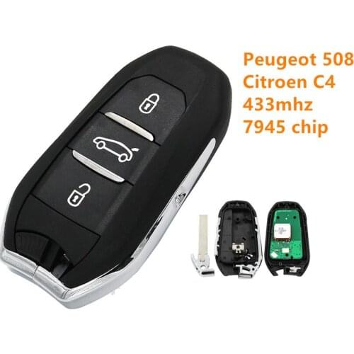 5pcs high quality OEM 3 button smart remote key for Peugeot Citroen DS5 FSK 434mhz with PCF7945/7953(HITAG2) 46 chip