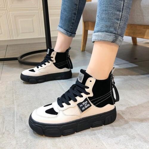 High Top Winter Ladies Plus Velvet Warm Fashion Sneakers Casual Shoes Lace-up Shoes Womens Thick Bottom Tennis Shoes U13-02