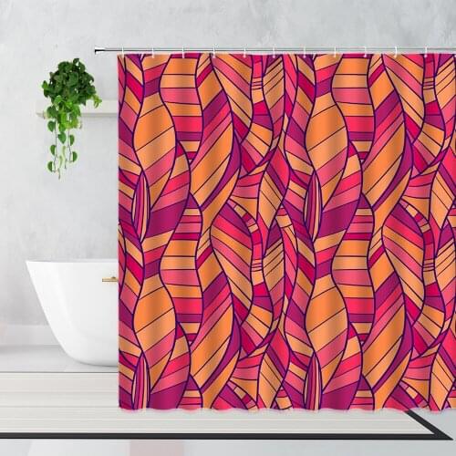 Ethnic Style Geometric Pattern Shower Curtains Simple Art 3D Printing Bathroom Decor Waterproof Bath Curtain With Hook Washable