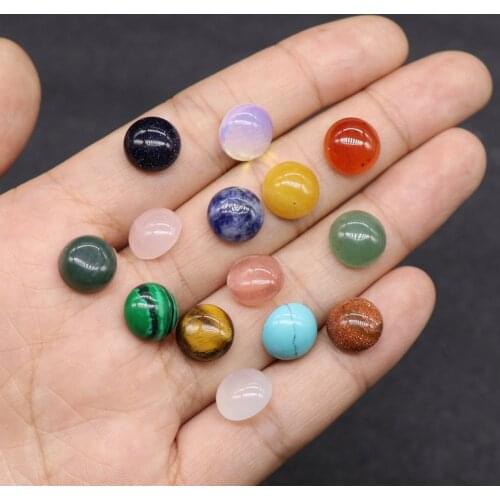 1pc 10mm Mini Round Real Agates Opal No Hole Beads Natural Quartz Malachite Red Carnelian Cabochon Jewelry Accessories DIY Beads