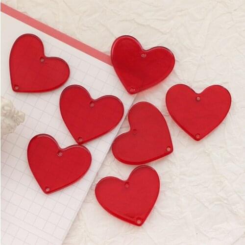 10 PCS 26x30mm Acrylic Red Heart-shaped Pendant Connector DIY Earring Accessories Findings For Jewelry Making