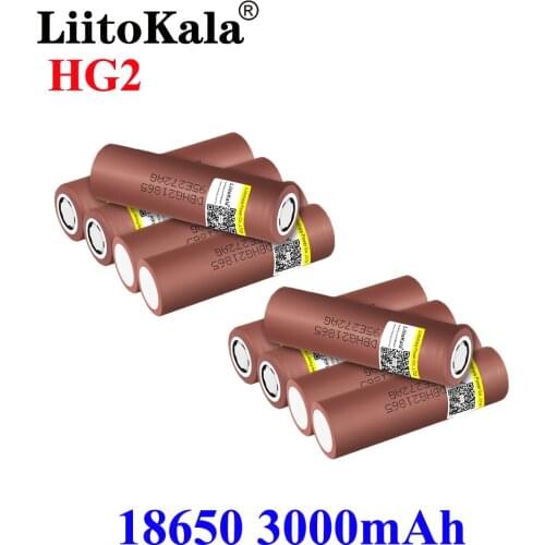 10pcs LiitoKala 100% New Original HG2 18650 3000mAh battery 18650HG2 3.6V discharge 20A dedicated Power Rechargeable battery