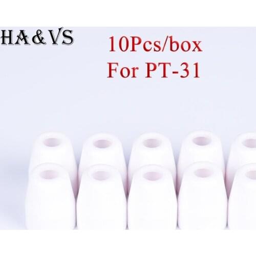 10Pcs PT31 Ceramic Shield Cup/Cap Inverte Air Plasma Cutter Cutting Machine Torch Gun Consumables Accessories Spare Parts