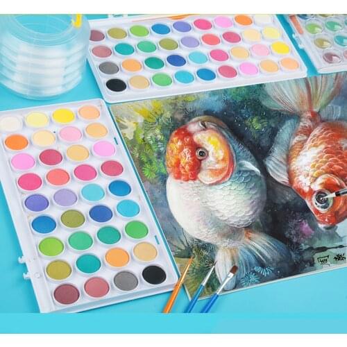 12/16/28/36 Colors Portable Solid Watercolor Pigment Paiting with Paint Brush Kids Graffiti Paint Arts Supplies Stationery