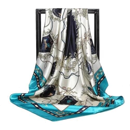 2021 Luxury Brand Fashion Scarves Women Shawl Print Silk Satin Hijab Scarf Female Bandana 90CM Square Shawls Scarfs Ladies