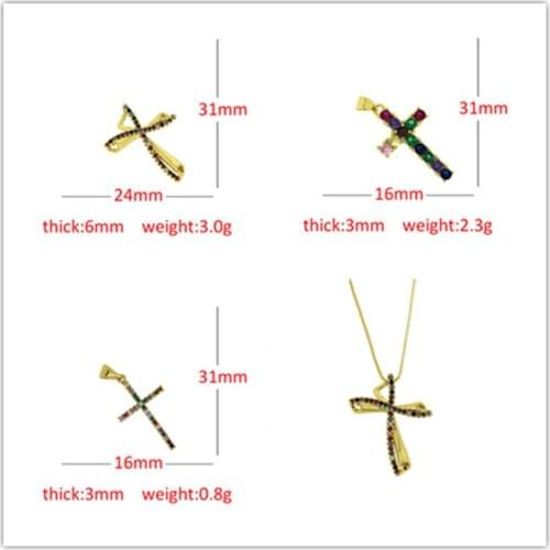 3pcs Religious Cross Gold Pave Rainbow Crystal Cubic Zircon Cz Charm Pendant For DIY Making Jewelry Findings Wholesale 2021