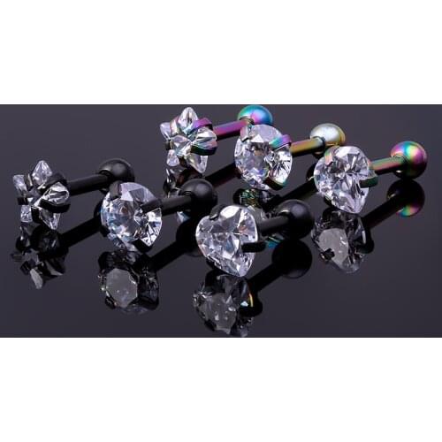 3pcs Star Cartilage Stud Earrings Ear Tragus Helix Bar Crystal Zircon Barbell Earings Piercing for Women Body Jewelry 16G 3-5mm