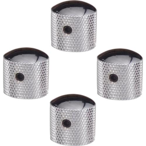 4 Pieces Silver Guitar Bass Knobs Screw Fixing Tone & Volume Knobs for LP Electric Guitar Parts