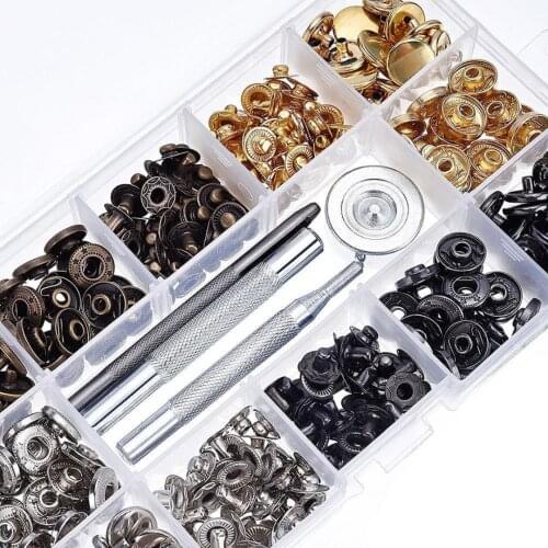 40Set 12.5MM Snap Fasteners Kit Snaps Buttons Press Studs Leather Craft Fixing Tools With Storage Box
