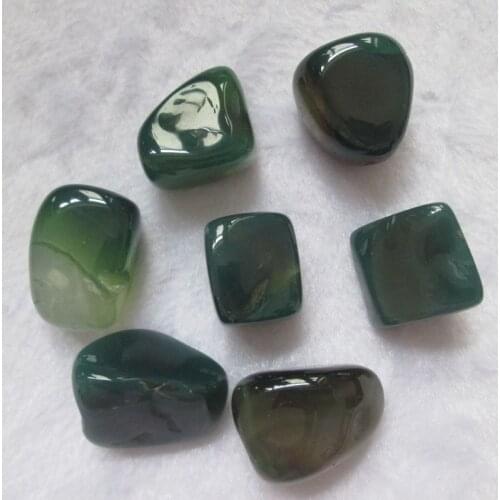 7 pcs AAA+ Natural Crystal Gravel a Green Agate Tumbled Stone Healing Feng shui Reiki