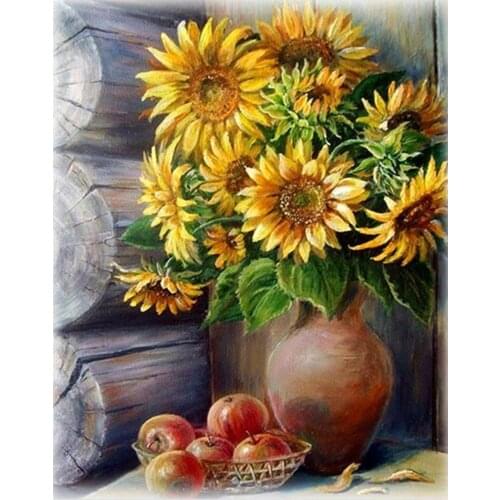 FIYO 5D DIY Diamond Painting Sunflower Full Square Diamond Embroidery Flower Cross Stitch Kit Rhinestones Mosaic Home Decor
