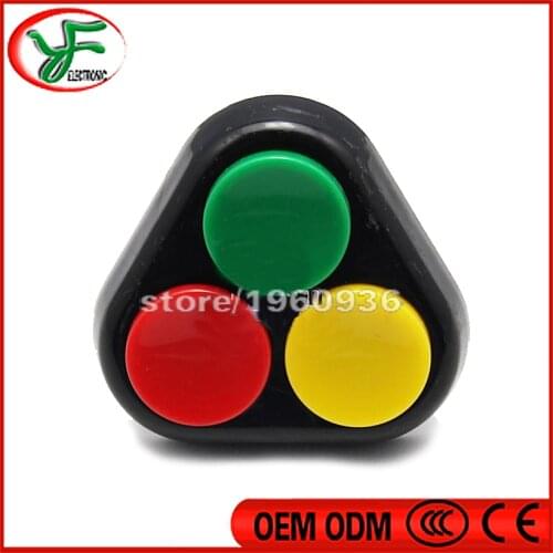Free Shipping 3 in 1 triangle & round arcade push button with microswithes three color button for arcade gane machine parts