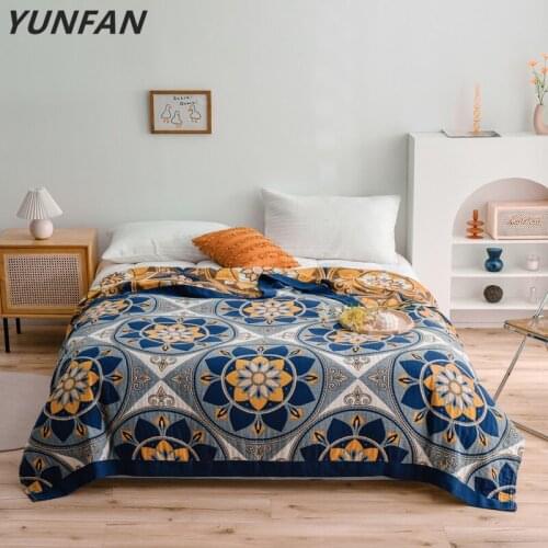 Bohemia Blankets Blue Blankets Pure Cotton Yarn Blanket Throw On Bed/car/sofa Lovely Blankets Kids Bedding Twin Full Bedclothes