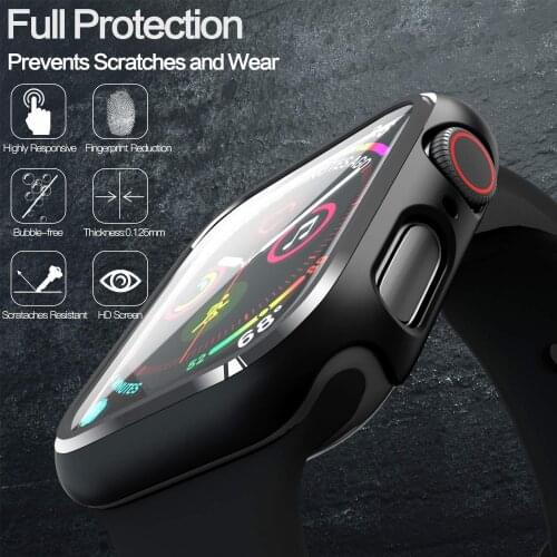Cover for apple watch case 44mm 40mm 38mm 42mm iwatch case screen protector bumper Tempered Glass apple watch series 6 se 5 4 3