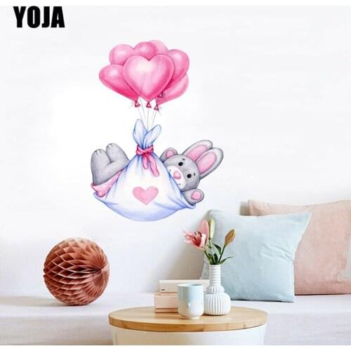 YOJA 42×57.6CM Baby Bear With Falling Balloon Lovely Cartoon Home Decoration Bedroom Wall Stickers 8WS0316