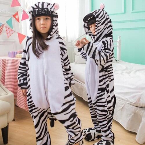 Kigurumi Kids Zebra Onesies Pyjamas Cartoon Animal Cosplay Costume Pajamas Kids Onesies Sleepwear Halloween
