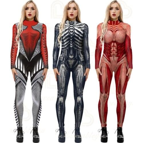 Halloween Cosplay Skeleton Jumpsuit Scary Costume for Women Spooky Fancy Day of The Dead Mummy Horror Carnival Party