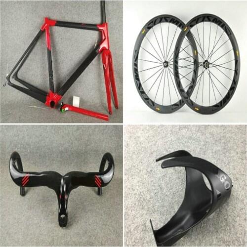 Customize logo C64 Gloss Matte Mix Carbon Bike Frame Direct Mount Road frame + BOB 50mm Carbon wheelset Handlebar Bottle Cages