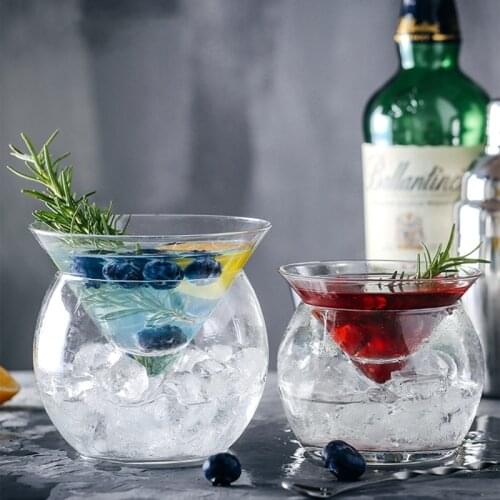 Molecular Mixology Interlayer Triangle Cocktail Iced Crystal Wine Glass Cone Martini Globular Set Bartender Special Drin