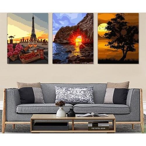 Moderne Diy Olieverfschilderij Canvas Wall Picture Art Paint By Number 40X50cmZero Foundation New Painter Propylene Landscape
