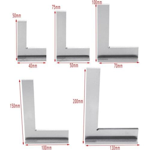 Stainless Steel Measuring Tool Machinist Square 90 Precision-Angle Gauge Corner Ruler Wide Base 5 Size DIN875-2 Grade