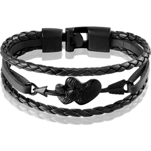 2019 New High Quality Trendy Genuine Black Leather Charm Bracelet Women Infinity Couple Bracelets & Bangle For Men Jewelry Gift